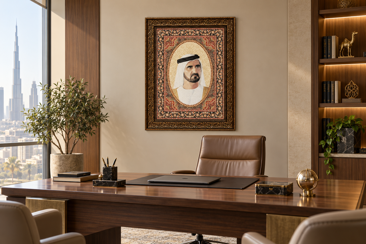 Sheik Mohammed bin Rashed Al Maktoum Portrait - Decorative Wall Hanging (80x63cm)