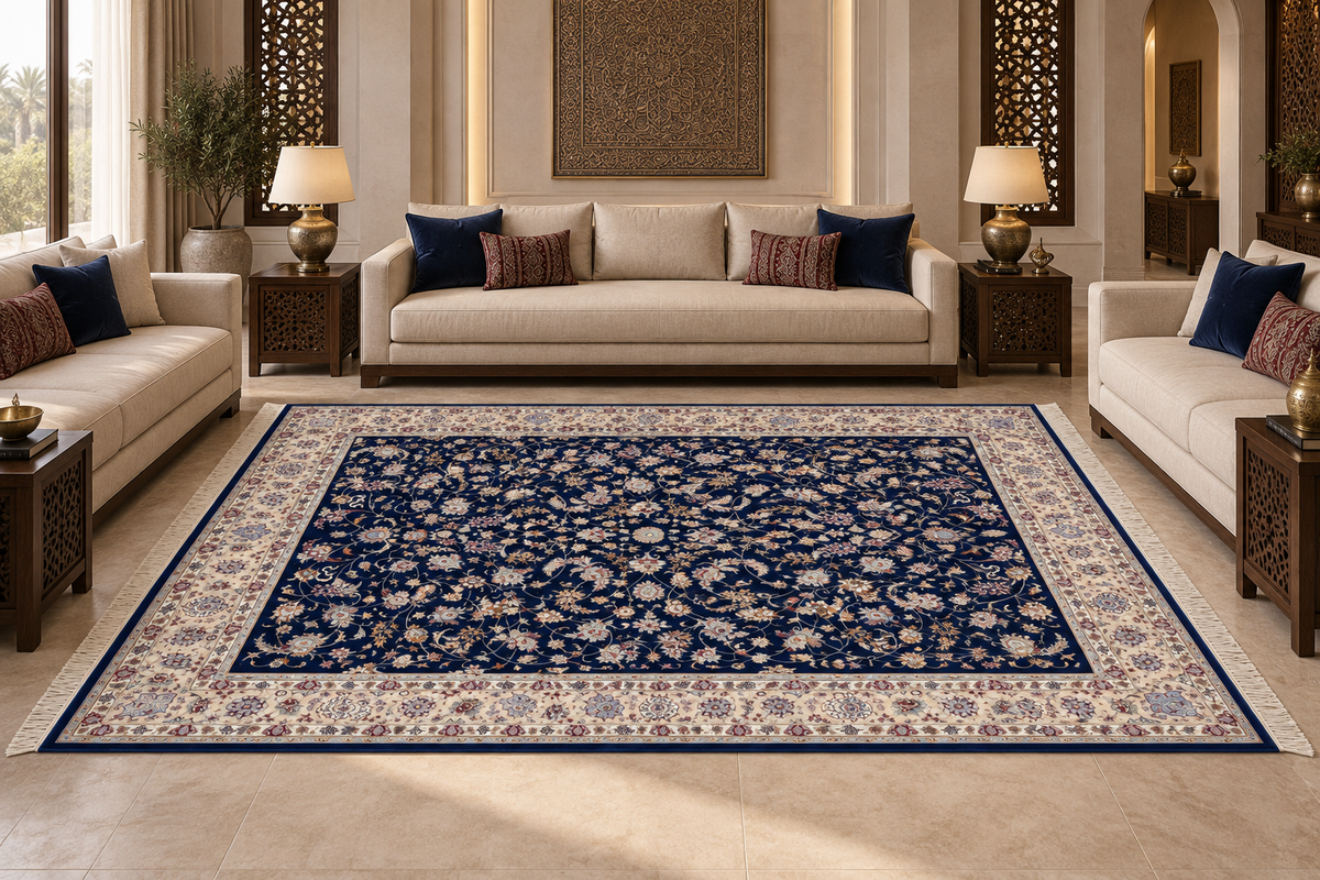 Royal Navy Natural Wool & Silk Carpet 200x300 cm