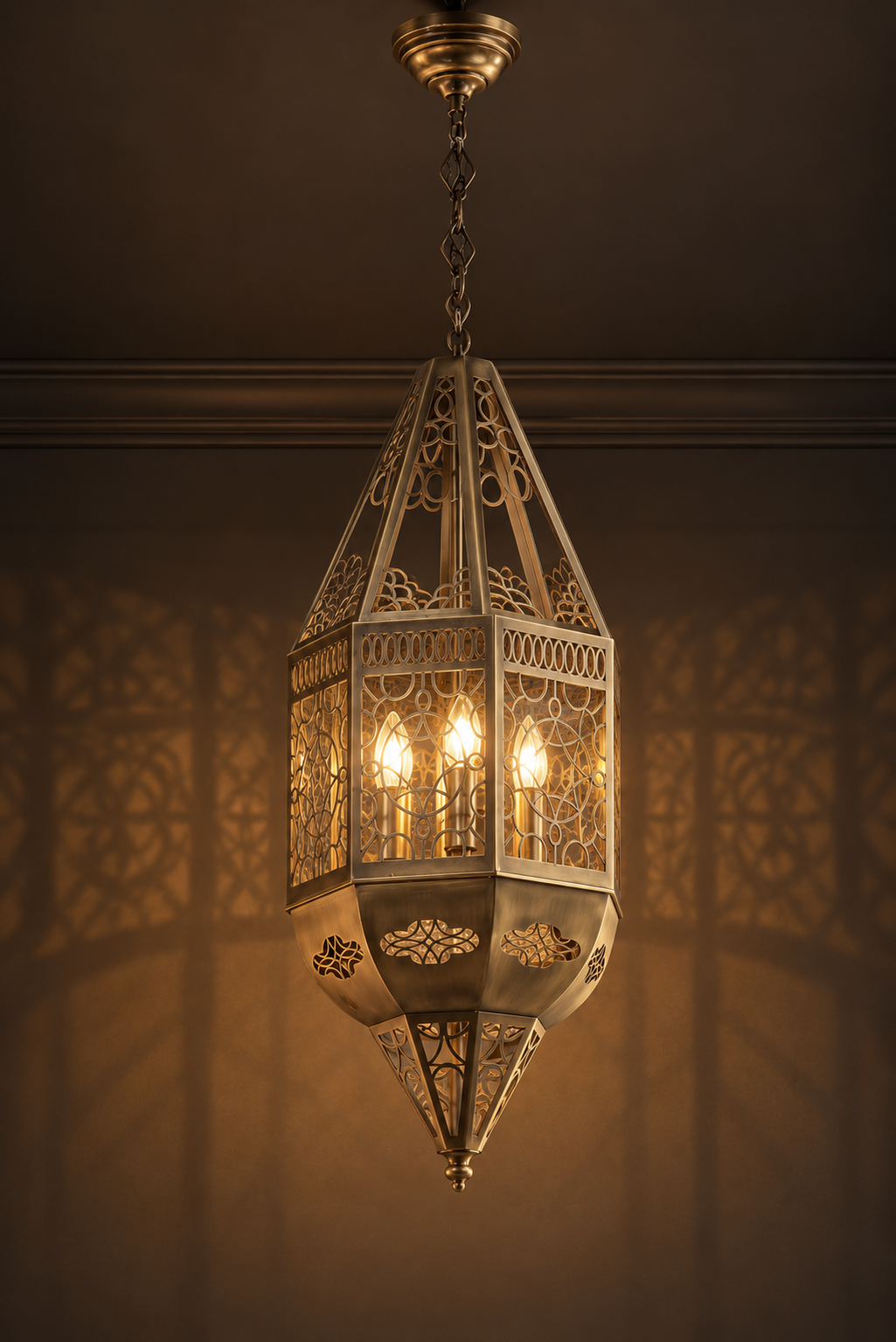 Ottoman Palace Laser-Cut Turkish Brass Chandelier