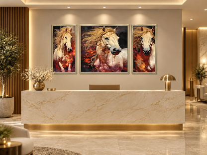 Golden Majesty Horse Design 3-in-1 Wall Art Frame