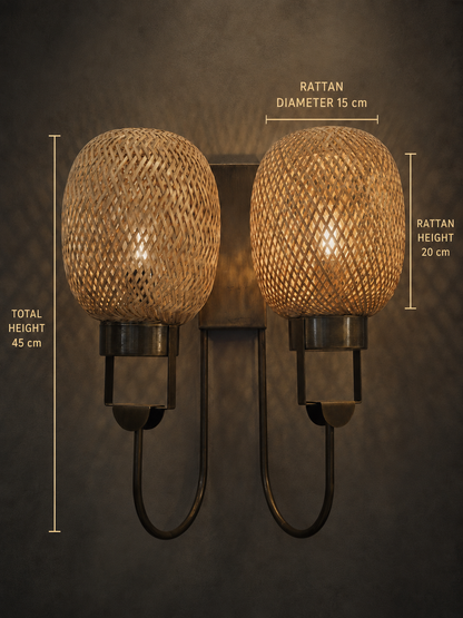 Anatolian Rattan Duo Wall Light