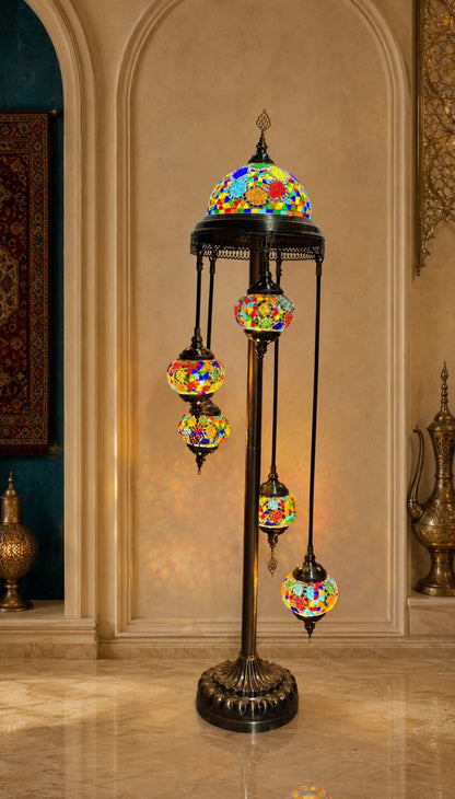 Turkish Mosaic Glass Floor Lamp - 1923-5F