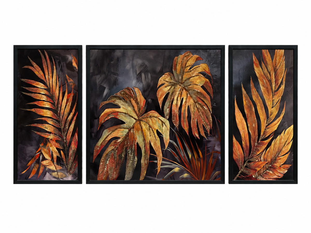 Golden Tropical Elegance 3-in-1 Wall Art Frame