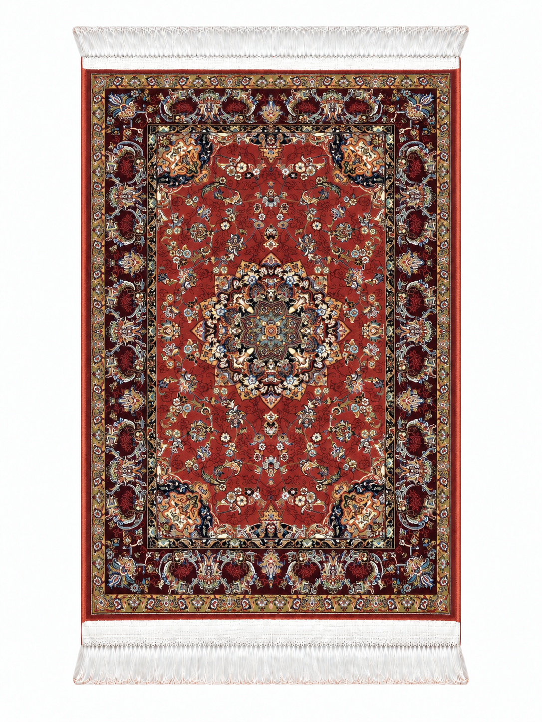 Imperial Ruby Medallion Silk Carpet 60x90cm