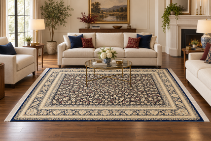 Midnight Ivory Garden Natural Persian Wool & Silk Carpet 200x300 cm