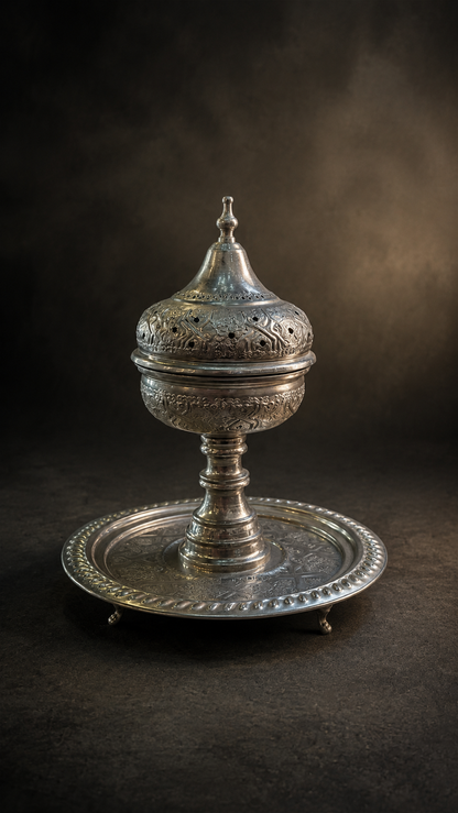 Marrakech Floral Silver Mabkhara  - Large