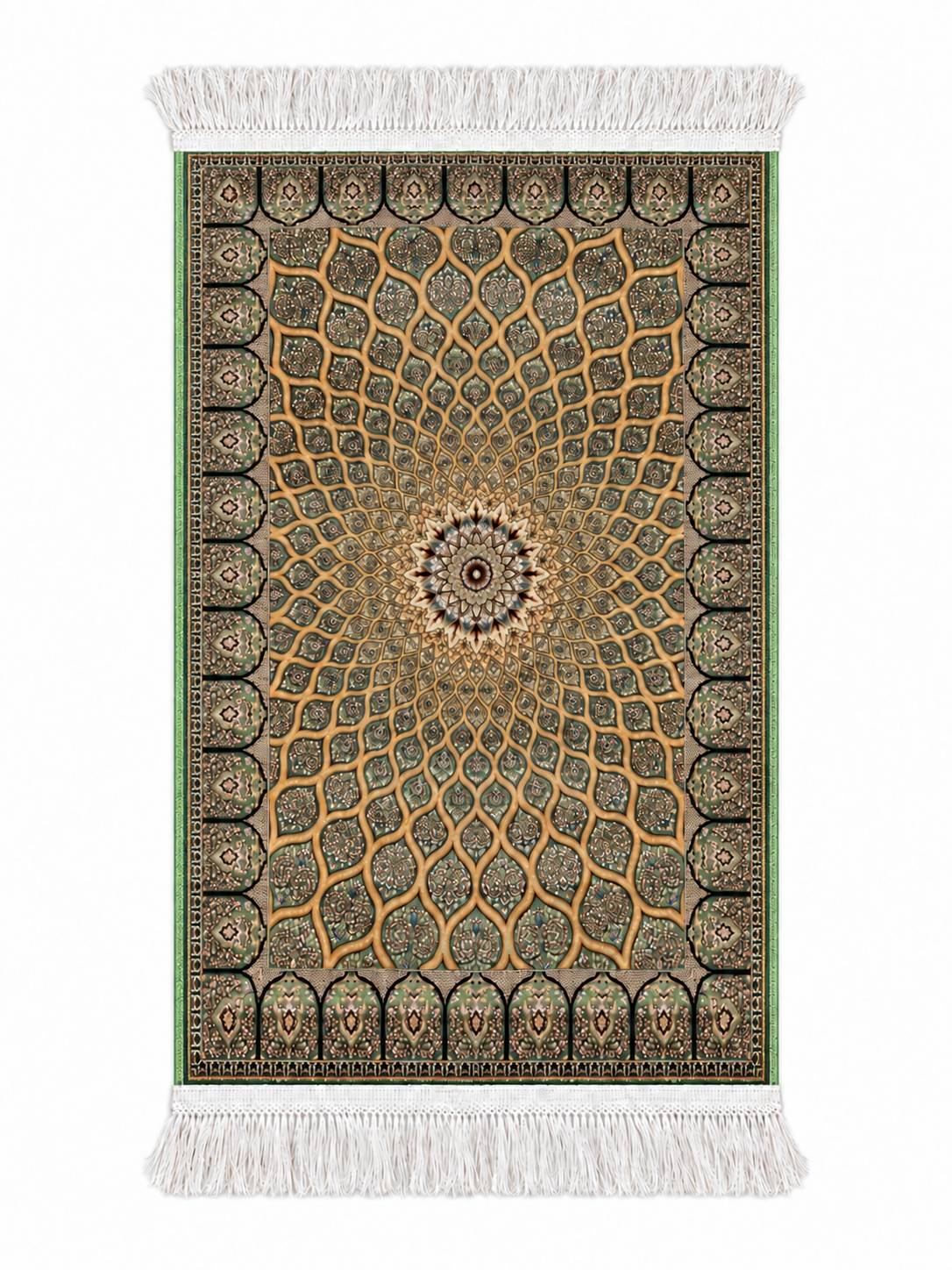 Qum Emerald Silk Medallion Carpet 60x90cm