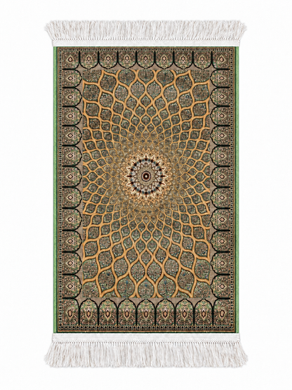 Qum Emerald Silk Medallion Carpet 60x90cm