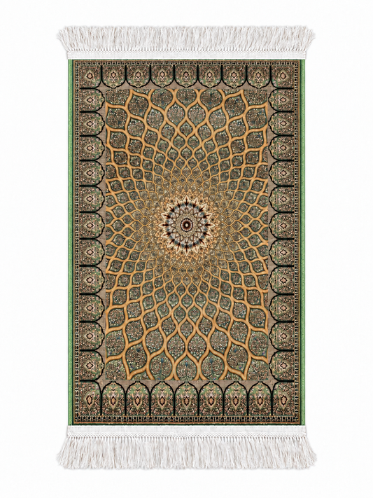 Qum Emerald Silk Medallion Carpet 60x90cm