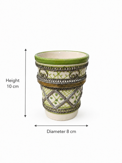 Handcrafted Marrakesh Tea Glass with Silver Filligree (Ds04)