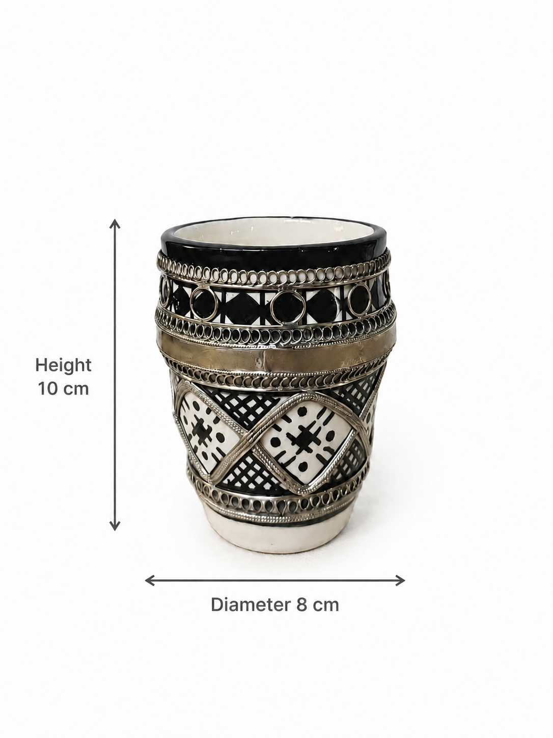 Handcrafted Marrakesh Tea Glass with Silver Filligree (Ds03)