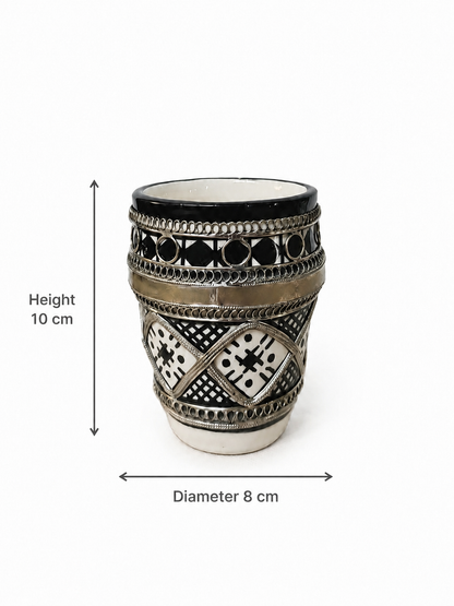 Handcrafted Marrakesh Tea Glass with Silver Filligree (Ds03)