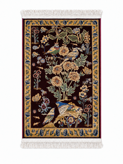 Qum Enchanted Garden Silk Carpet 60x90cm