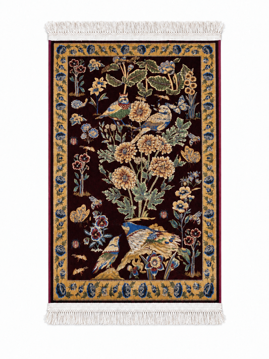 Qum Enchanted Garden Silk Carpet 60x90cm