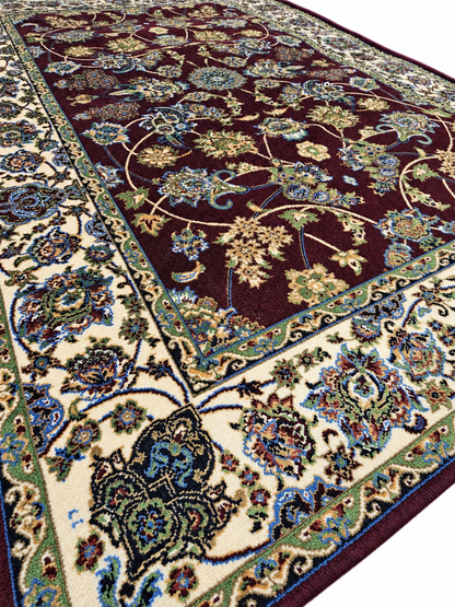 Imperial Burgundy Garden Persian Silk Carpet 60×90cm