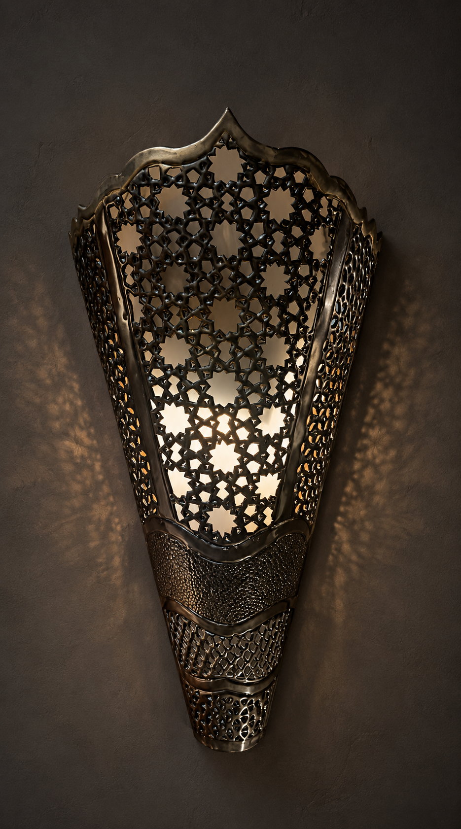 Ottoman Star Antique Brass Wall Light