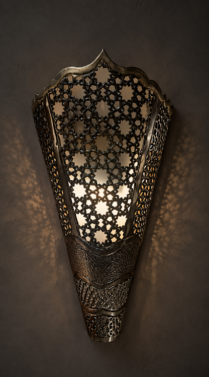 Ottoman Star Antique Brass Wall Light
