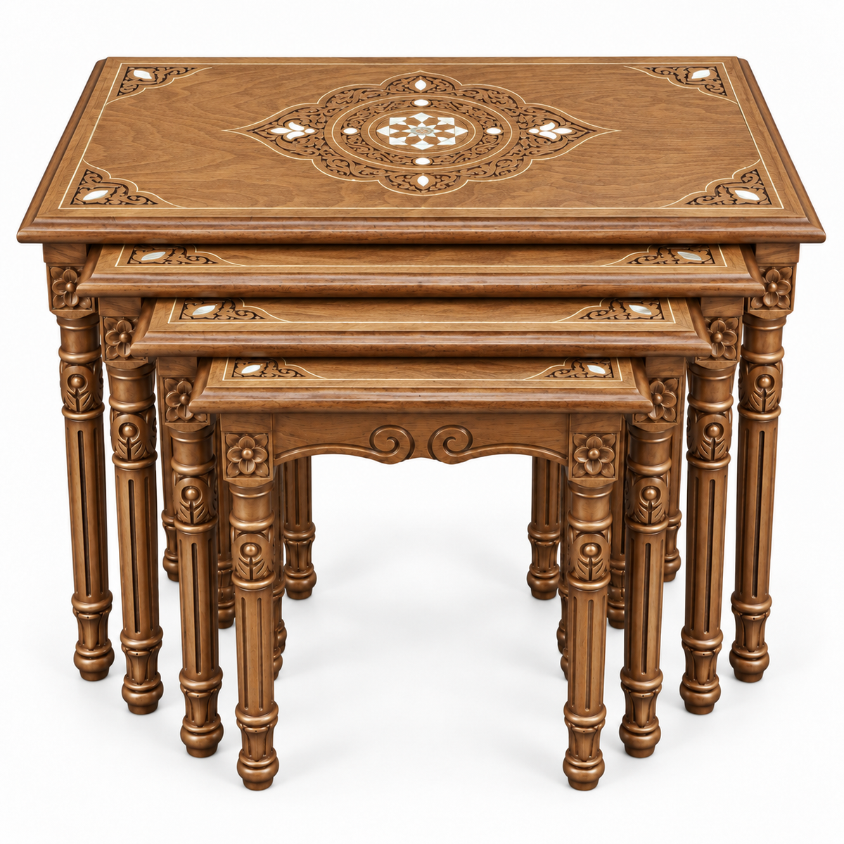 Imperial Seashell Beechwood Nesting Tables 4in1