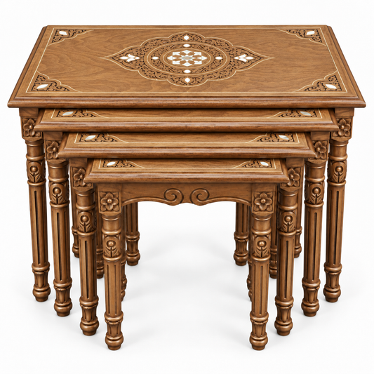 Imperial Seashell Beechwood Nesting Tables 4in1