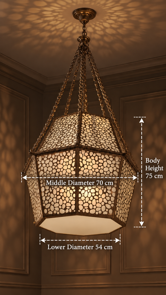 Anatolian Pebble Glow Turkish Brass Chandelier