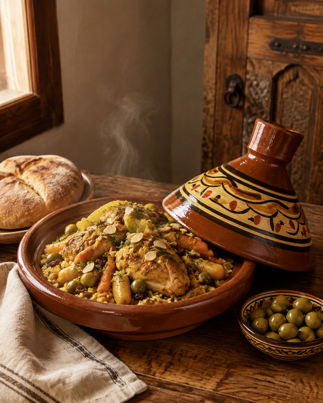 Hand-Painted Moroccan Clay Tajine (Ds01)