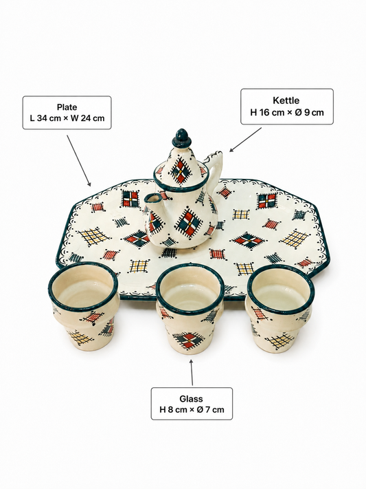 Fez Berber Tea Set Crosshatch Design