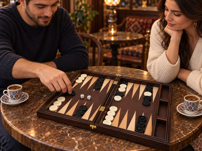 Ottoman Leather Backgammon Set
