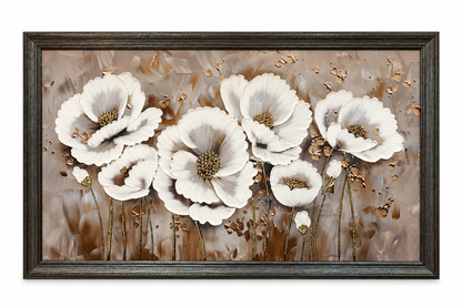 Ivory Blossom Elegance Decorative Wall Art Frame (70x115)