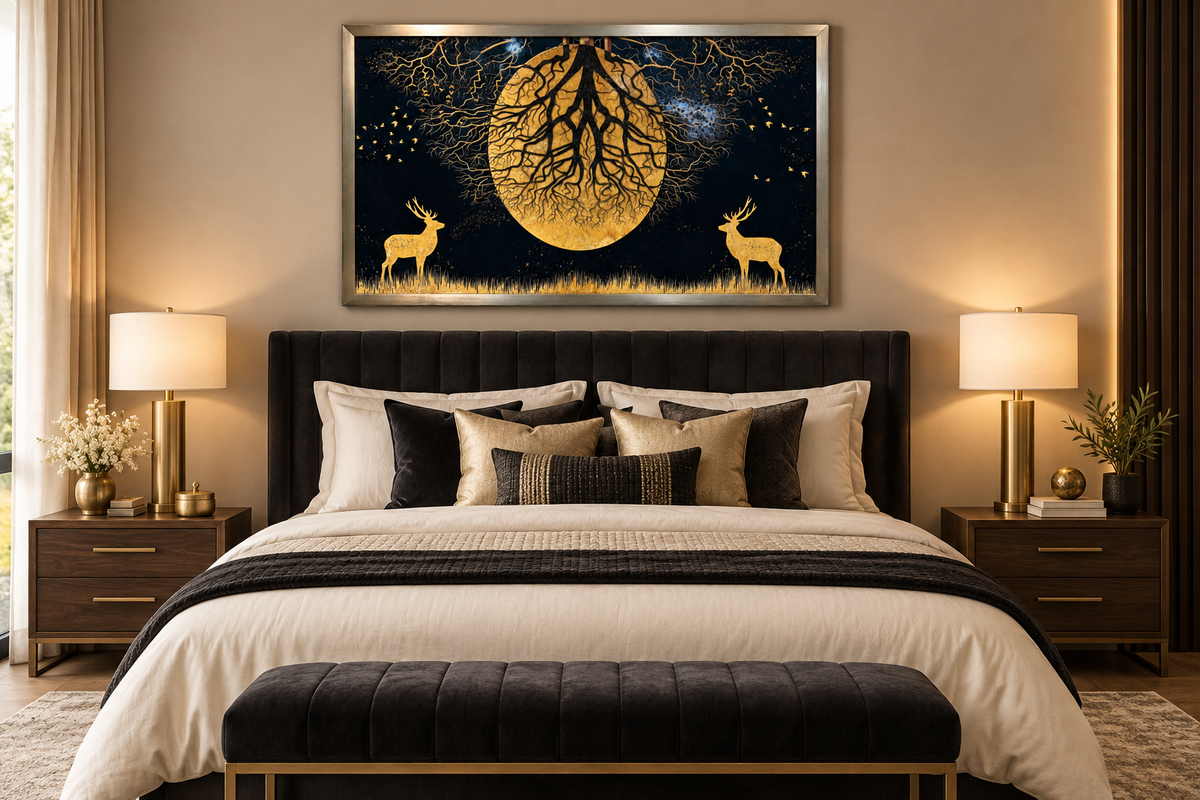 Golden Tree of Harmony Decorative Frame (75x125cm)