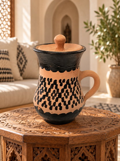 Hand-Painted Atlas Clay Moroccan Water Jar - M80